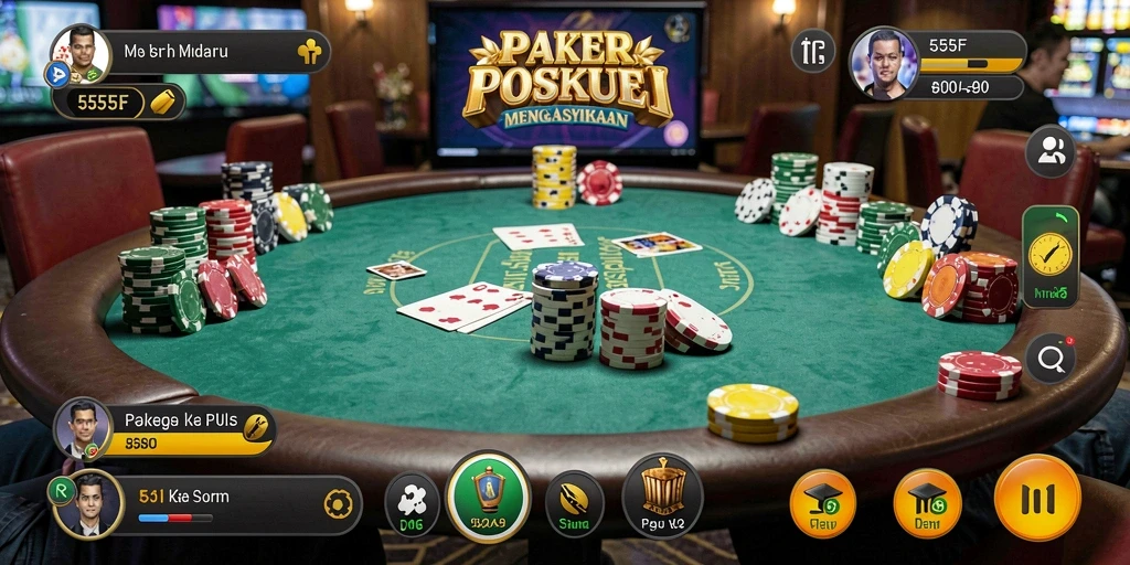 Tampilan menarik dan gameplay seru dalam Poker di 555F.
