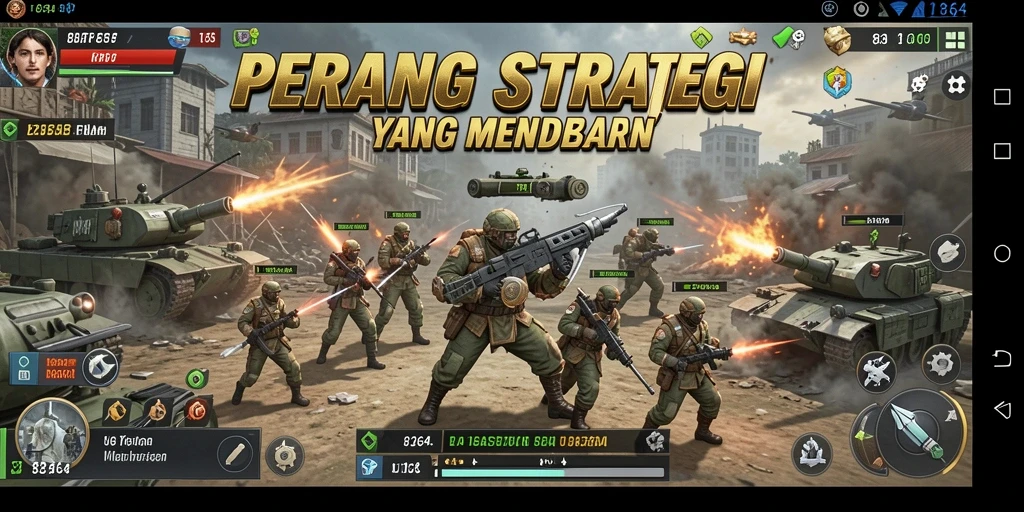 Screenshot gameplay 8364 yang menunjukkan serangan strategis.