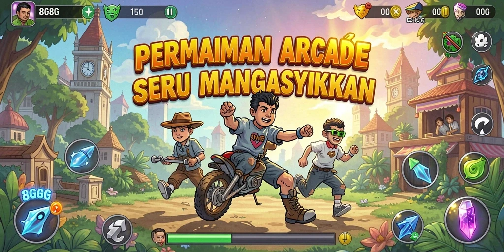 Tangkapan layar permainan 8G8G yang menampilkan aksi gameplay Arcade yang seru