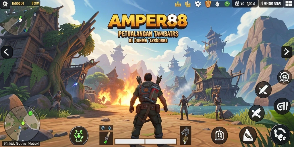 Screenshot gameplay AMPER88 menampilkan eksplorasi dunia terbuka yang luar biasa.