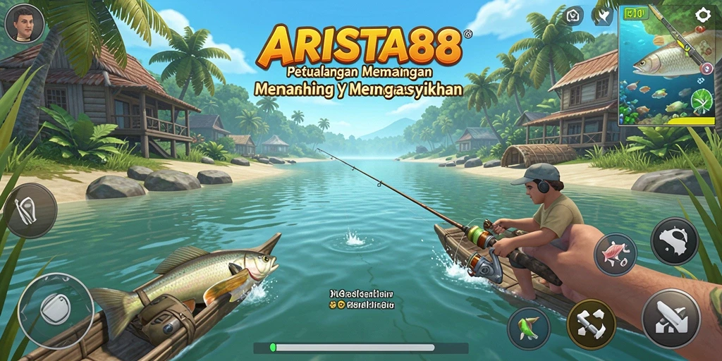 Tampilan gameplay ARISTA88 yang menarik saat menangkap ikan.