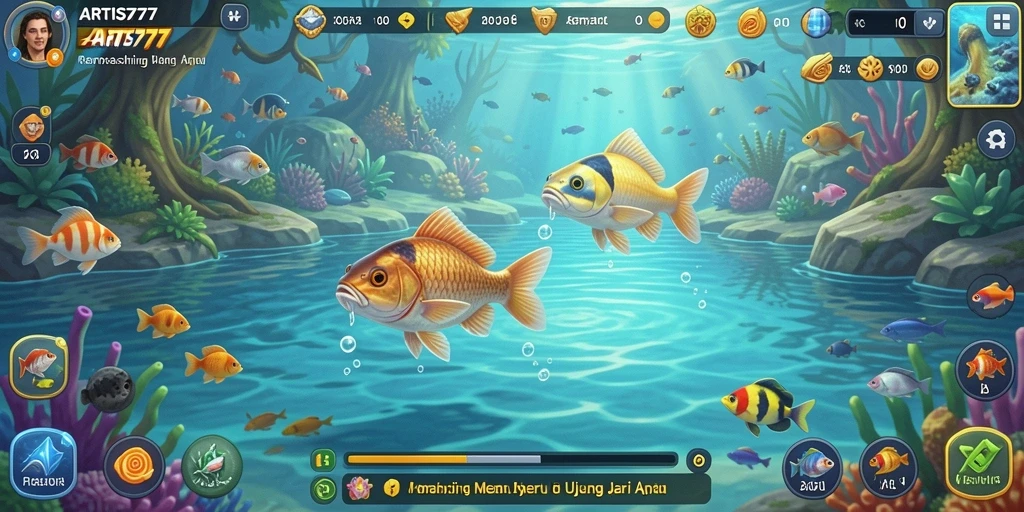 Screenshot utama dari gameplay seru memancing di ARTIS777.
