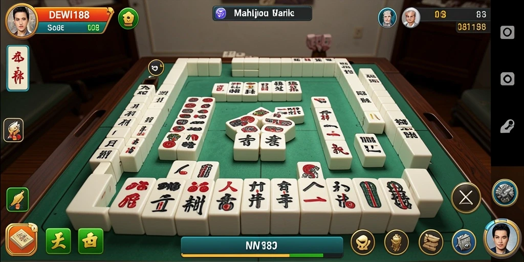 Screenshot gameplay DEWI188 menampilkan suasana permainan Mahjong yang seru.