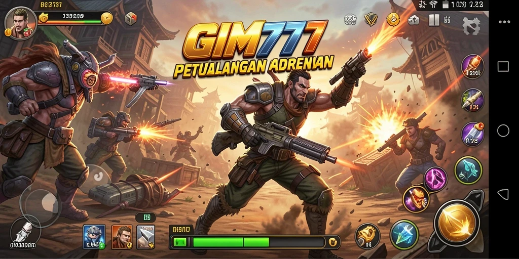 Screenshot GIM777 menunjukkan aksi seru di medan tempur.