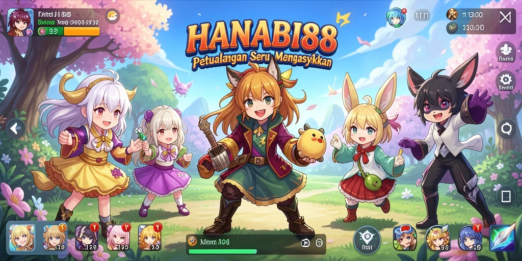 Tangkapan layar dari gameplay HANABI88 yang menampilkan aksi seru karakter anime.