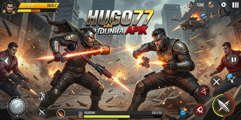 Tampilan intens gameplay HUGO77 dengan aksi menegangkan.