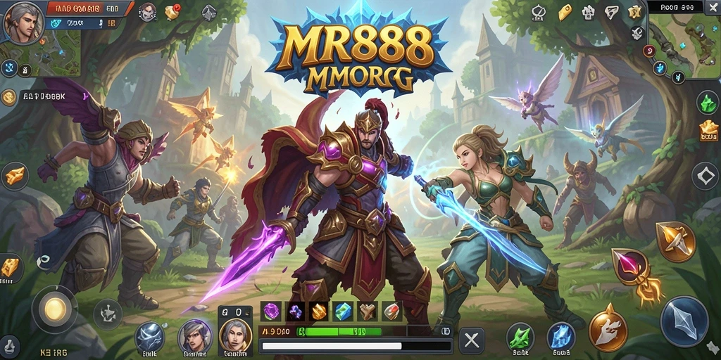 Tangkapan layar utama MR888 menampilkan aksi seru dalam petualangan MMORPG.