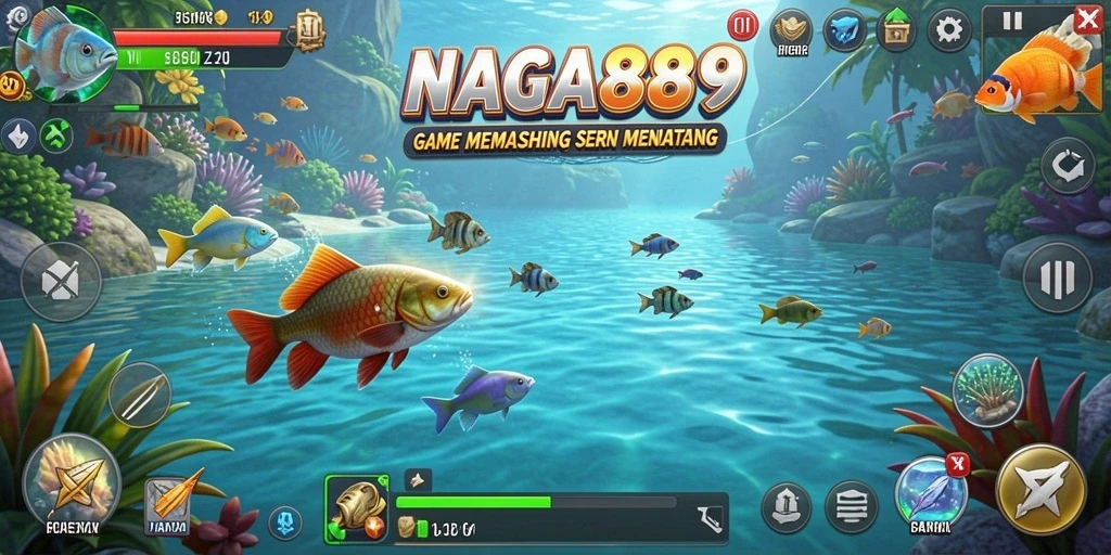 Tangkapan ikonik dari gameplay NAGA889 yang penuh aksi memancing.
