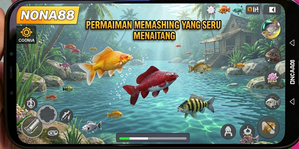 Tampilan gameplay NONA88 dengan aksi memancing yang mendebarkan.