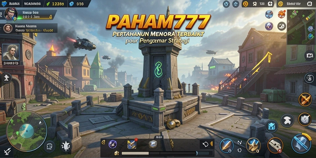 Screenshot utama dari gameplay <strong>PAHAM777</strong> menampilkan aksi menara strategi yang mendebarkan.
