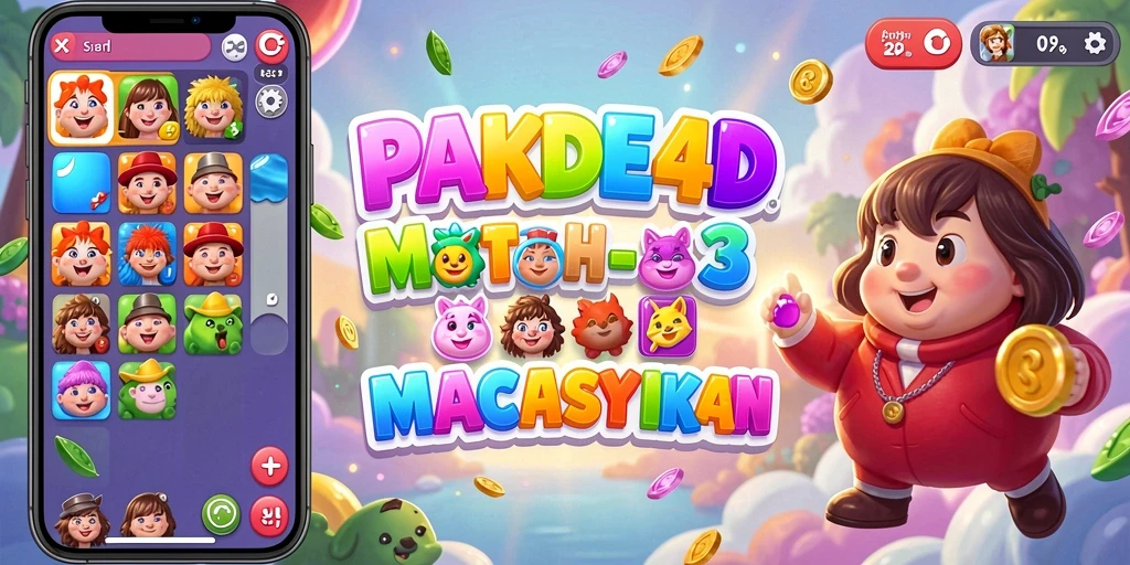 Tampilkan gameplay menarik PAKDE4D dalam aksi Match-3.