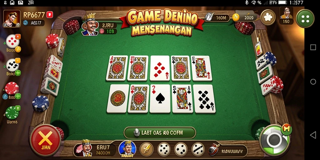 Screenshot gameplay RP6677 menunjukkan suasana permainan Domino yang seru.