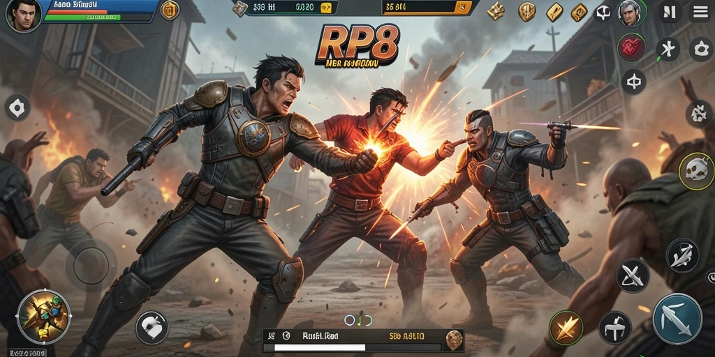 Tampilan utama gameplay RP8 yang mendebarkan dan penuh aksi.
