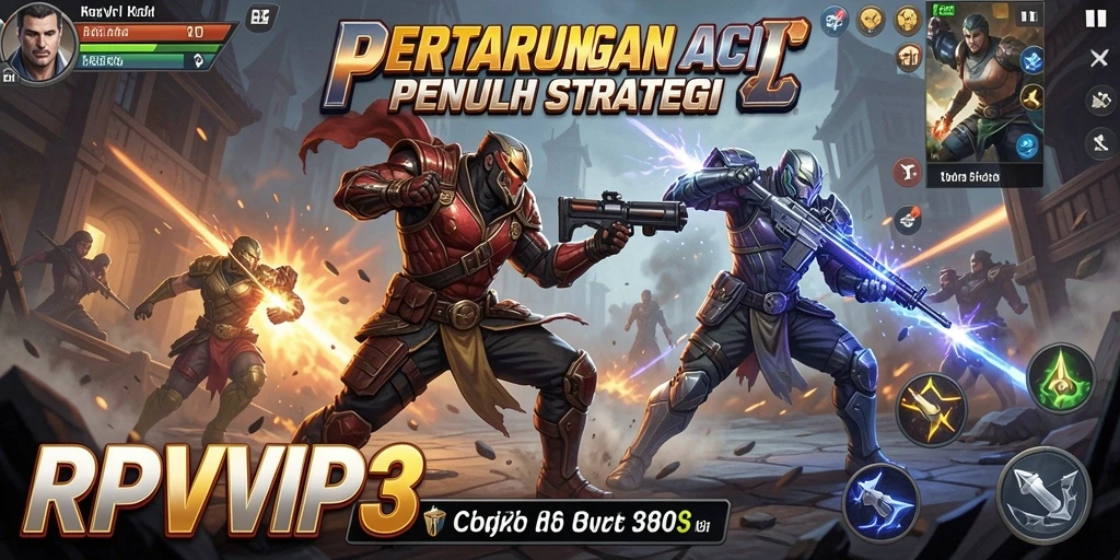 Screenshot gameplay RPVIP3 menampilkan aksi seru dalam pertempuran.