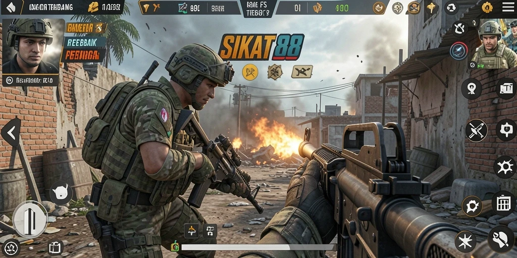 Tampilan gameplay SIKAT88 saat aksi tembak-menembak seru.