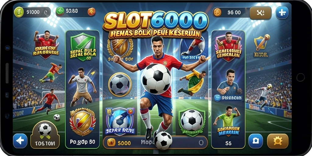 Tampilan gameplay SLOT6000 dengan atmosfer sepak bola yang mendebarkan.